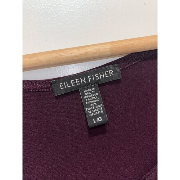 Eileen Fisher Womens Burgundy Asymmetrical Midi dress 3/4 Sleeves  Size Large L - Picture 3 of 8